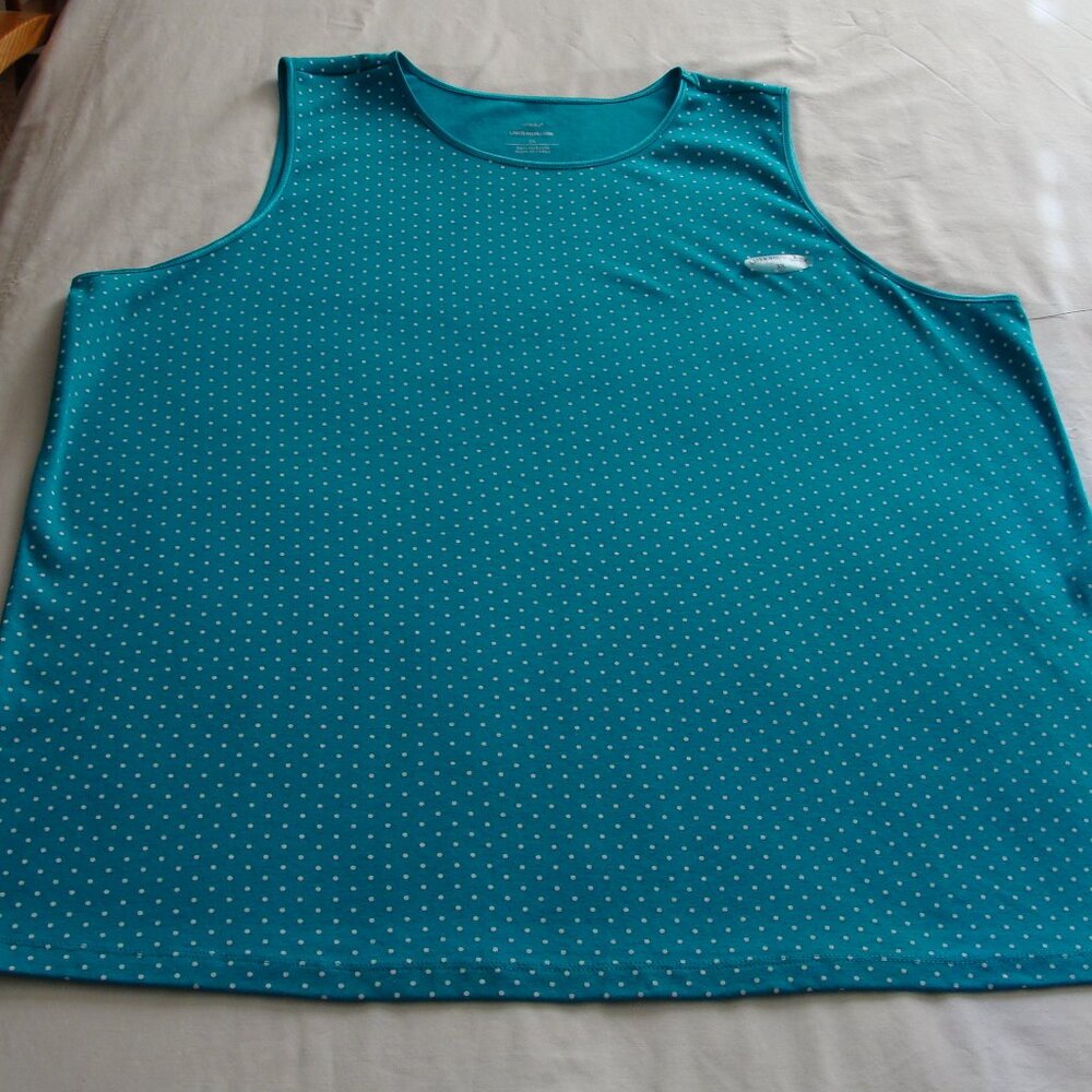 CJ Banks Aqua & White POLKA DOT Sleeveless "LAYER YOUR LOOK" Tank Top Sz 3X